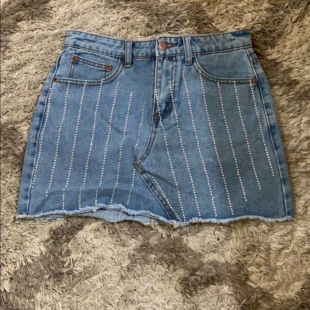 Denim sequined skirt